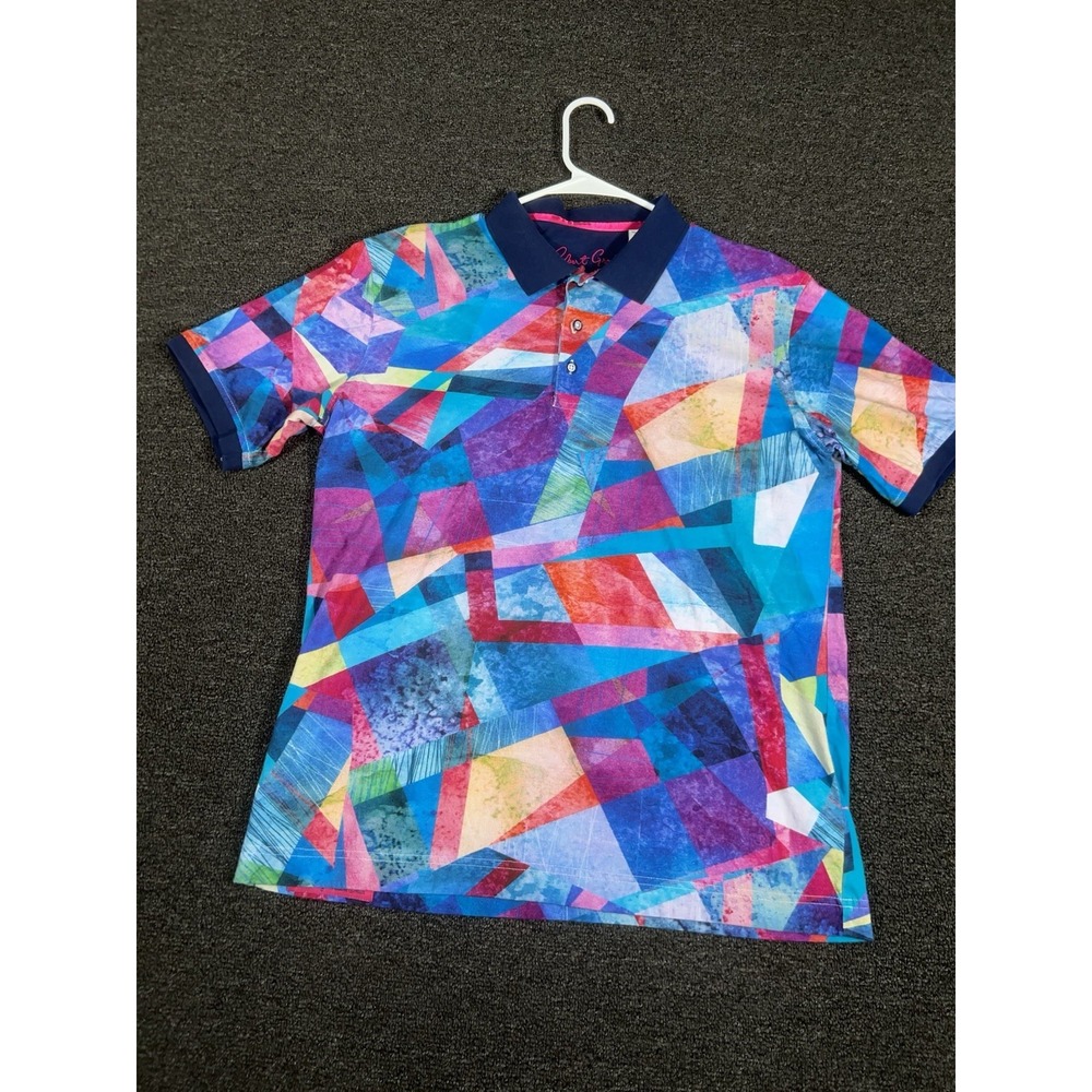 Robert Graham Polo Shirt Men's Medium Abstract Geometric Colorful Classic